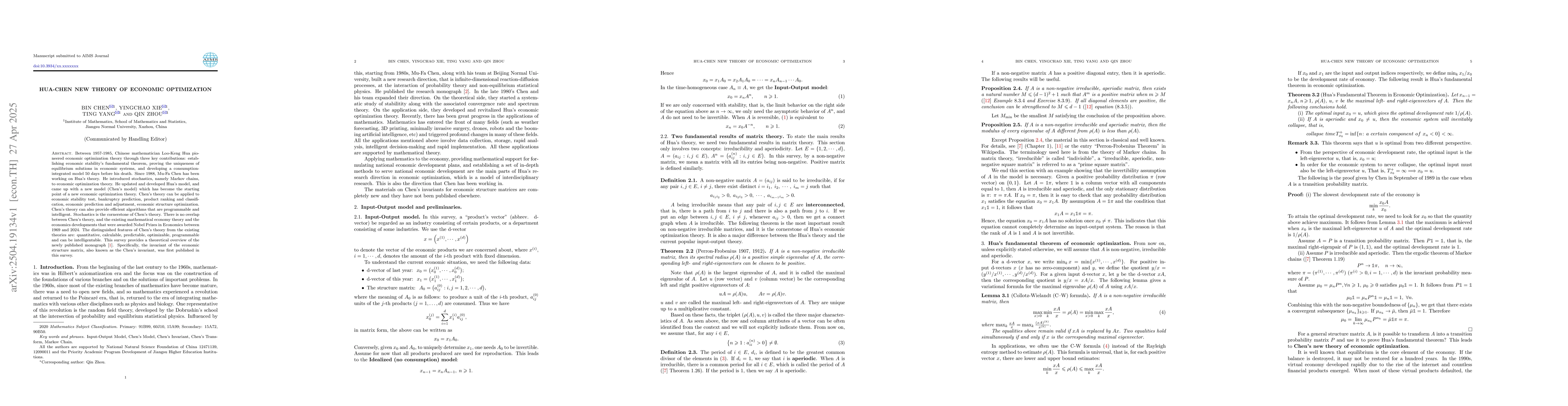 Thumbnail for Hua-Chen New Theory of Economic Optimization
