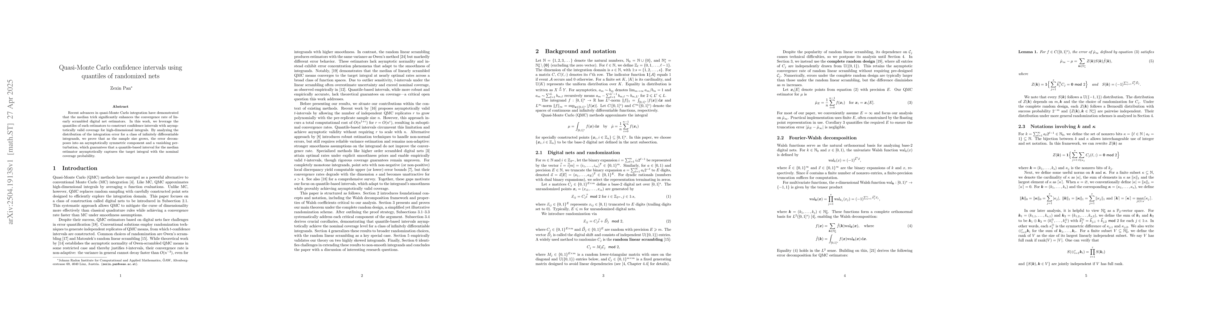 Thumbnail for Quasi-Monte Carlo confidence intervals using quantiles of randomized
  nets