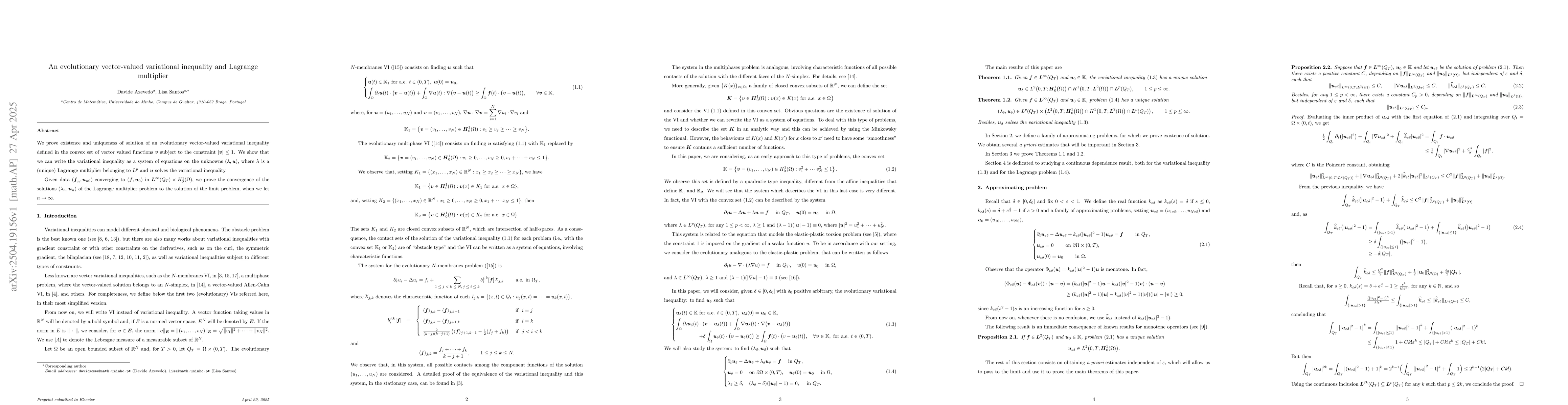 Thumbnail for An evolutionary vector-valued variational inequality and Lagrange
  multiplier