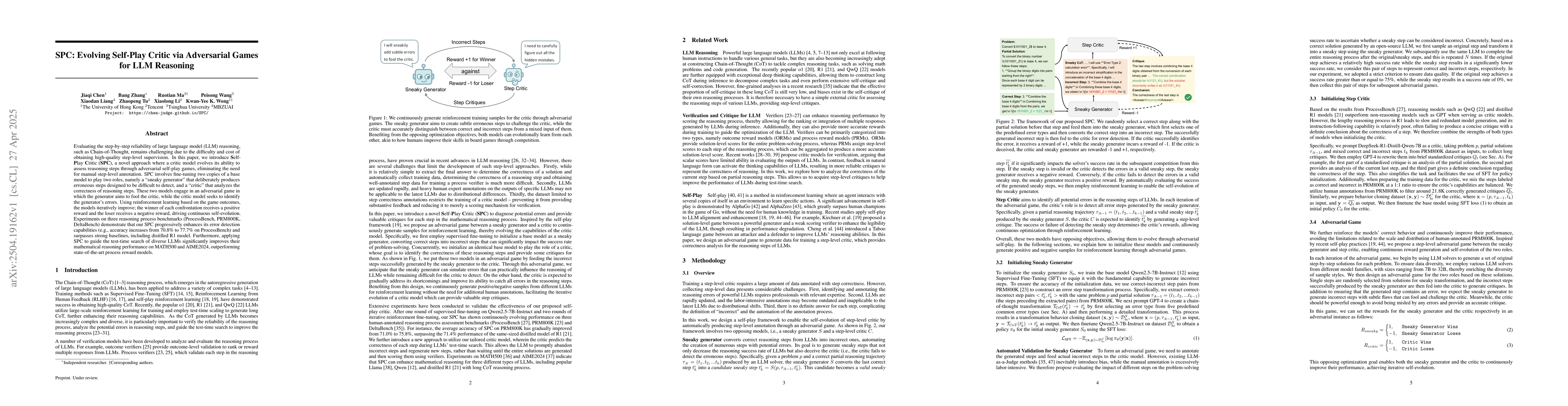 Thumbnail for SPC: Evolving Self-Play Critic via Adversarial Games for LLM Reasoning
