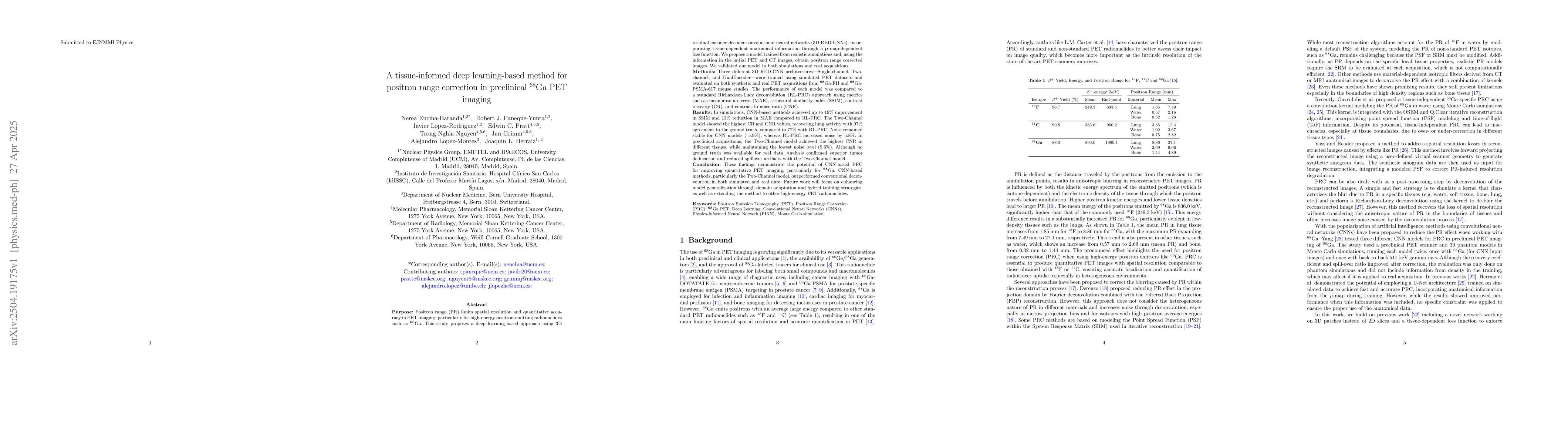 Thumbnail for A tissue-informed deep learning-based method for positron range
  correction in preclinical 68Ga PET imaging
