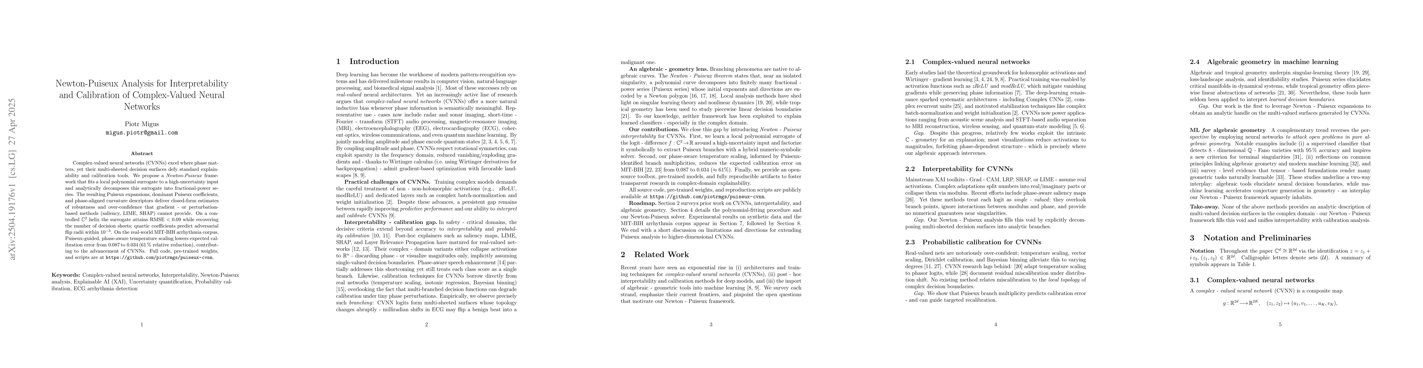 Thumbnail for Newton-Puiseux Analysis for Interpretability and Calibration of
  Complex-Valued Neural Networks
