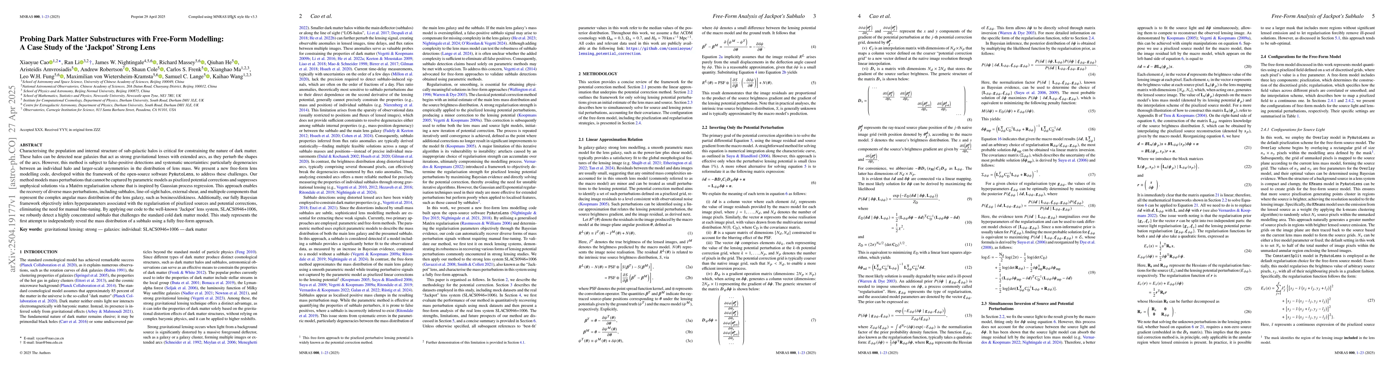 Thumbnail for Probing Dark Matter Substructures with Free-Form Modelling: A Case Study
  of the `Jackpot' Strong Lens