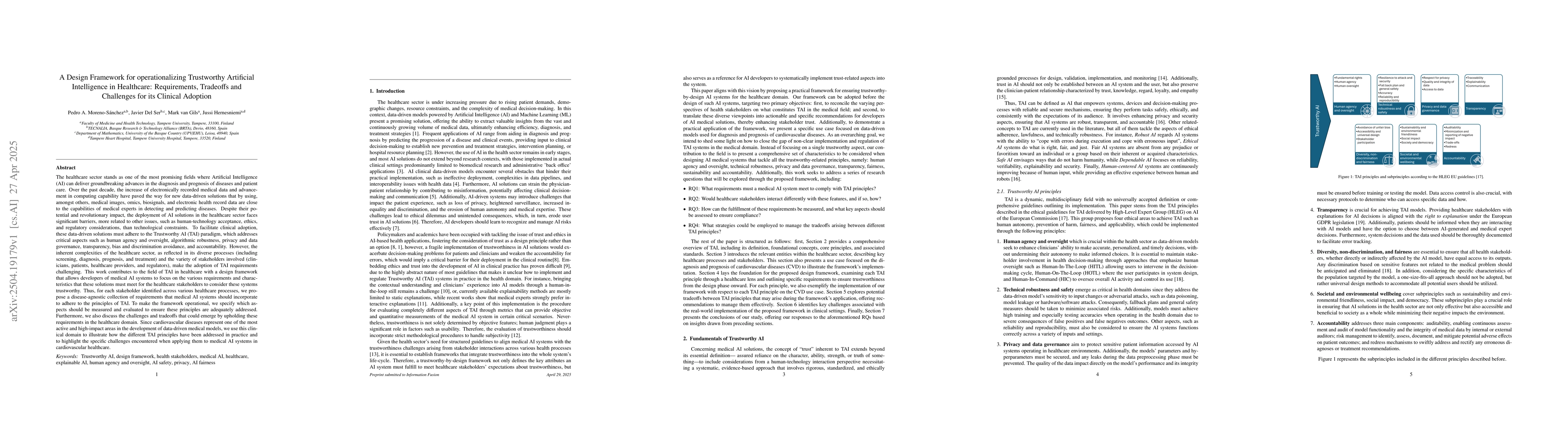 Thumbnail for A Design Framework for operationalizing Trustworthy Artificial
  Intelligence in Healthcare: Requirements, Tradeoffs and Challenges for its
  Clinical Adoption
