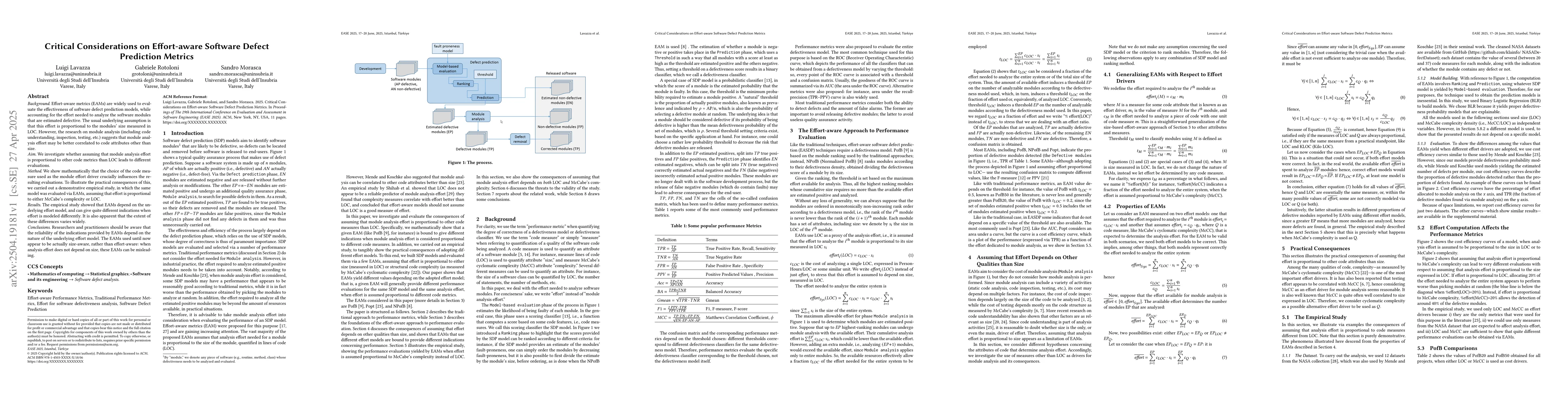 Thumbnail for Critical Considerations on Effort-aware Software Defect Prediction
  Metrics
