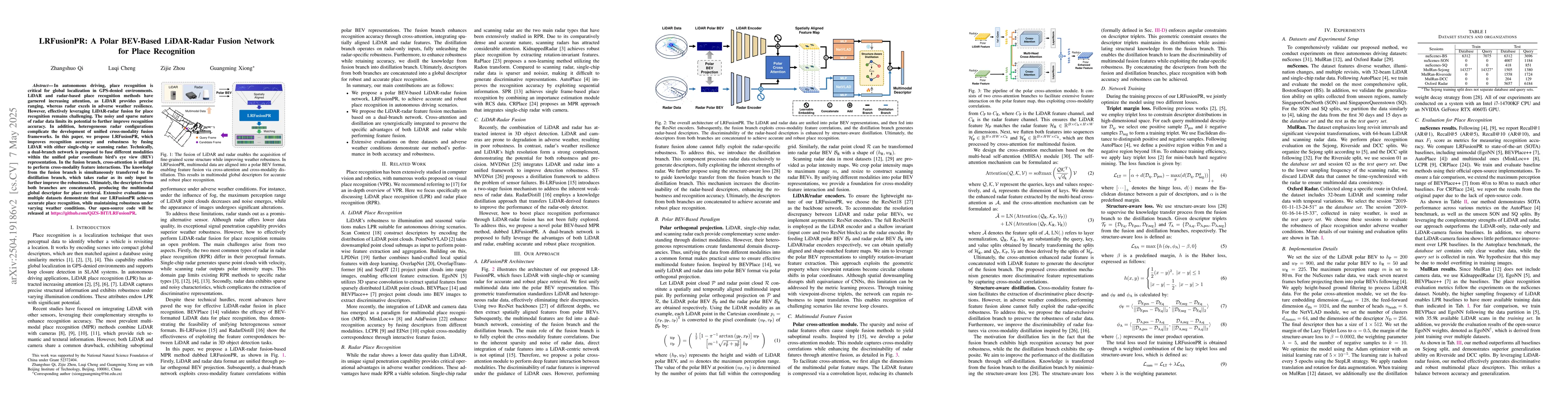 Thumbnail for LRFusionPR: A Polar BEV-Based LiDAR-Radar Fusion Network for Place
  Recognition