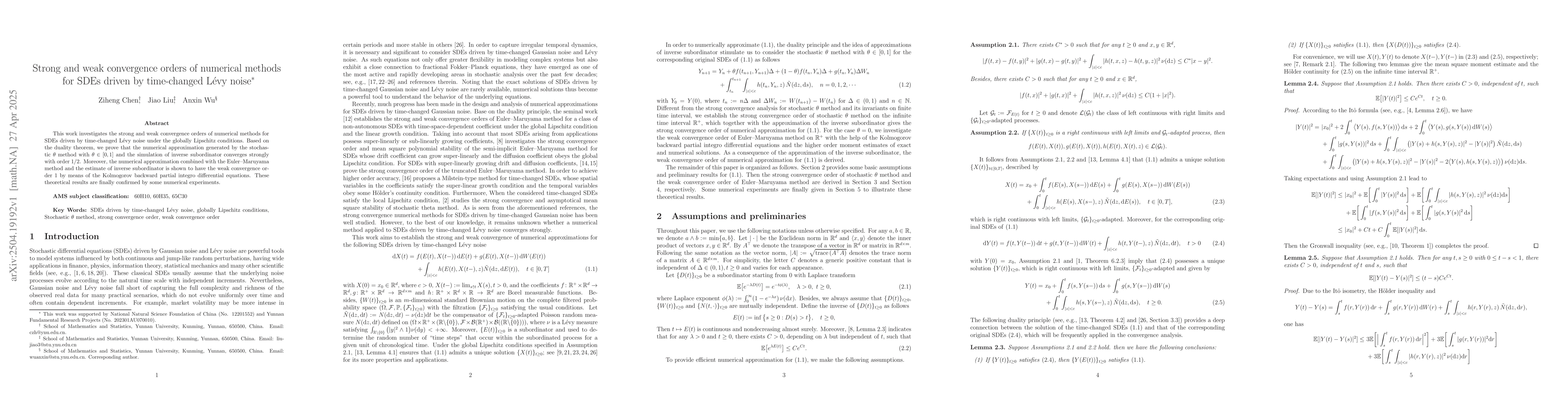 Thumbnail for Strong and weak convergence orders of numerical methods for SDEs driven
  by time-changed Lévy noise