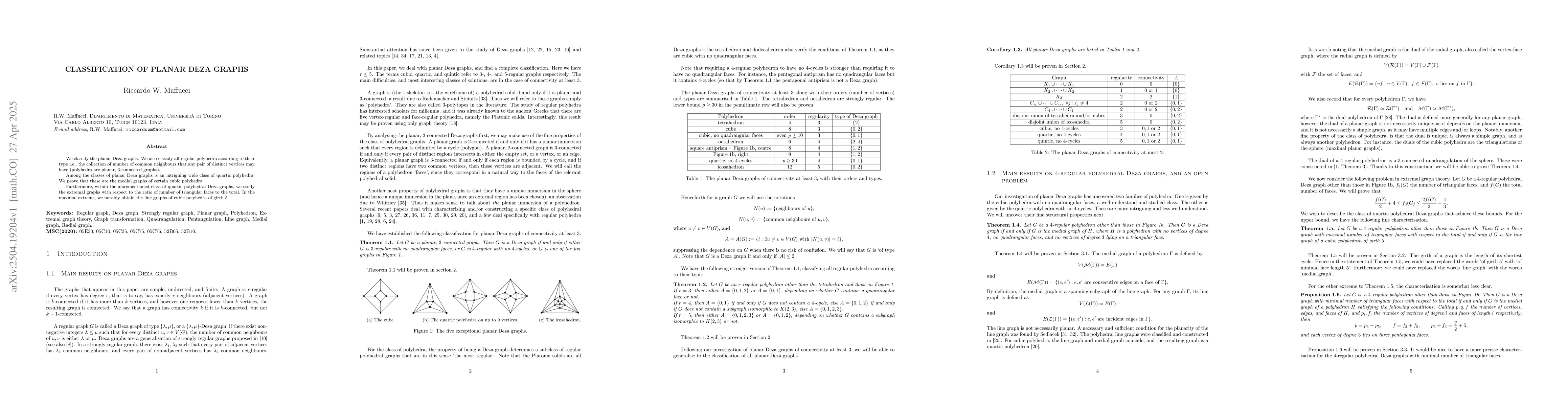 Thumbnail for Classification of planar Deza graphs