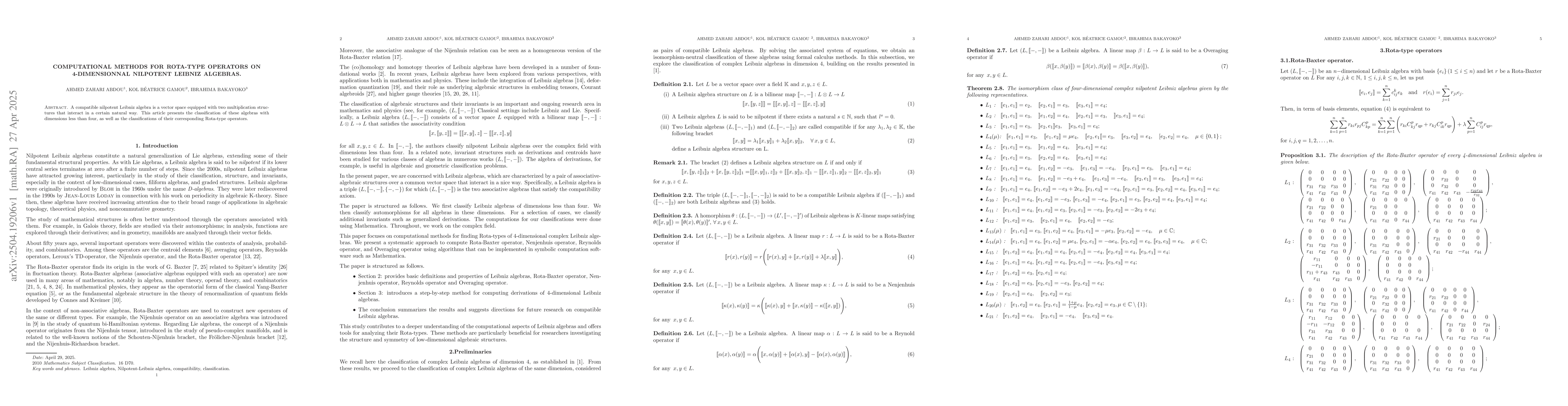 Thumbnail for Computational Methods for Rota-type operators on 4-dimensionnal
  nilpotent Leibniz Algebras