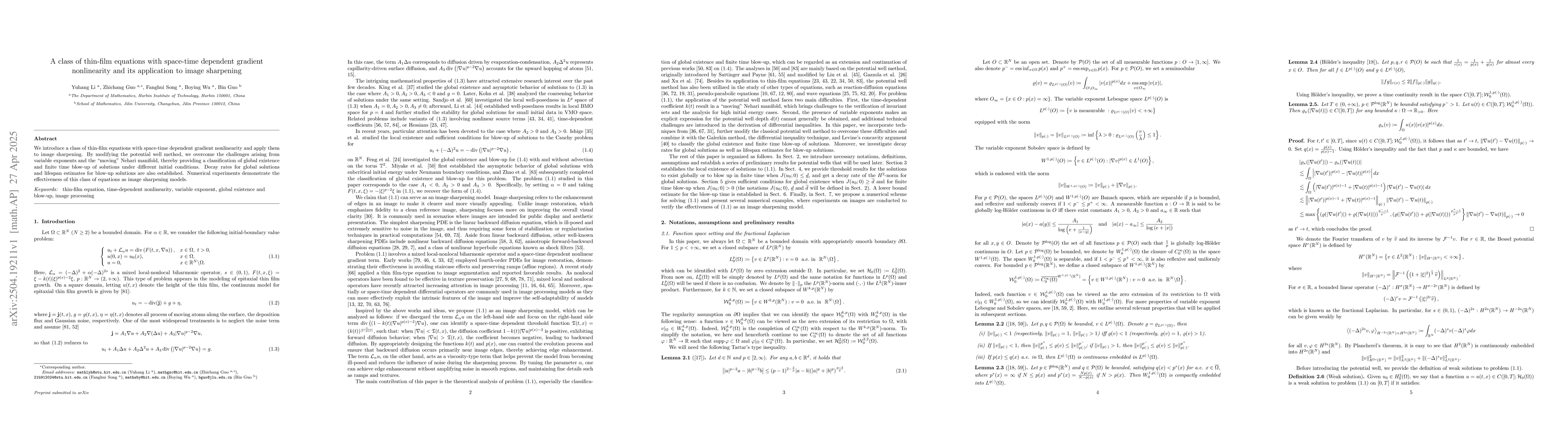 Thumbnail for A class of thin-film equations with space-time dependent gradient
  nonlinearity and its application to image sharpening