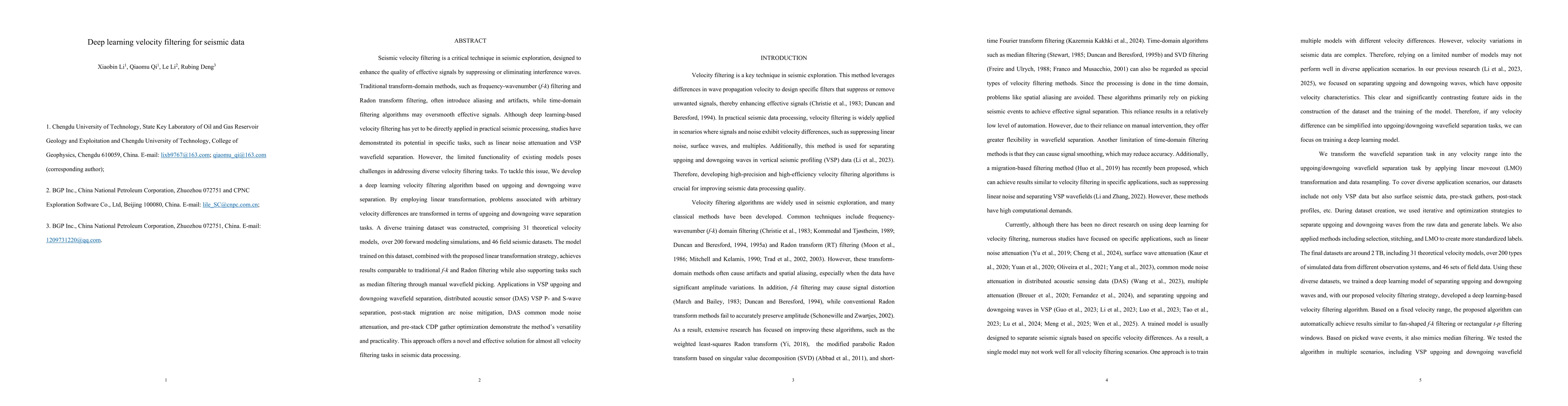 Thumbnail for Deep learning velocity filtering for seismic data