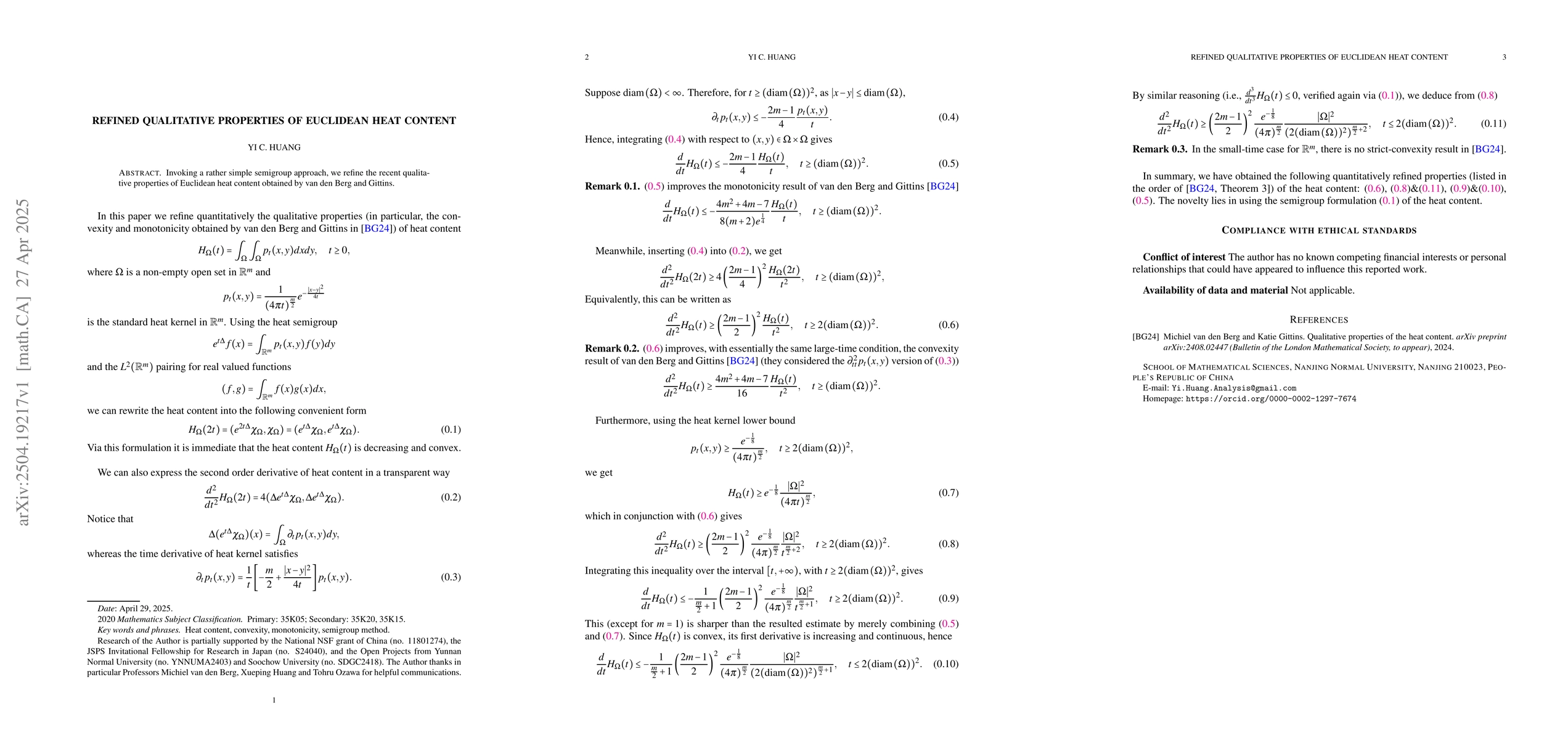 Thumbnail for Refined Qualitative Properties of Euclidean Heat Content