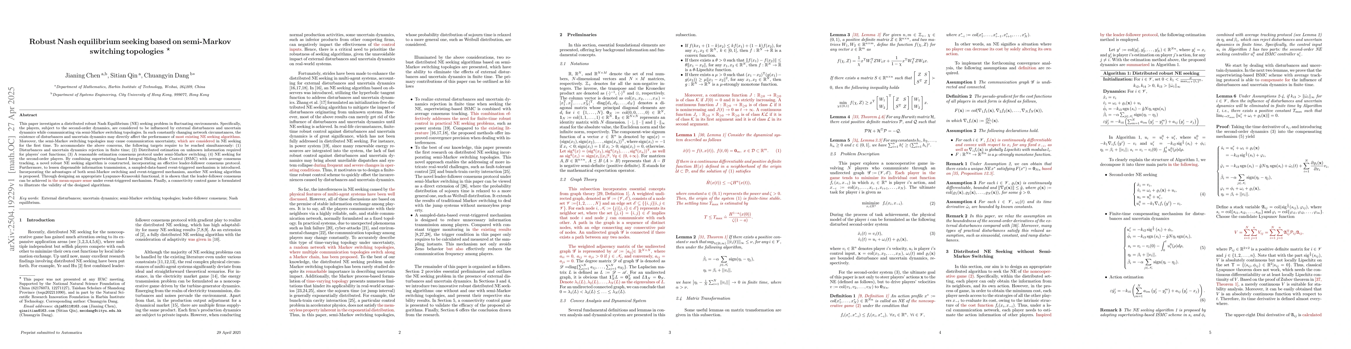 Thumbnail for Robust Nash equilibrium seeking based on semi-Markov switching
  topologies