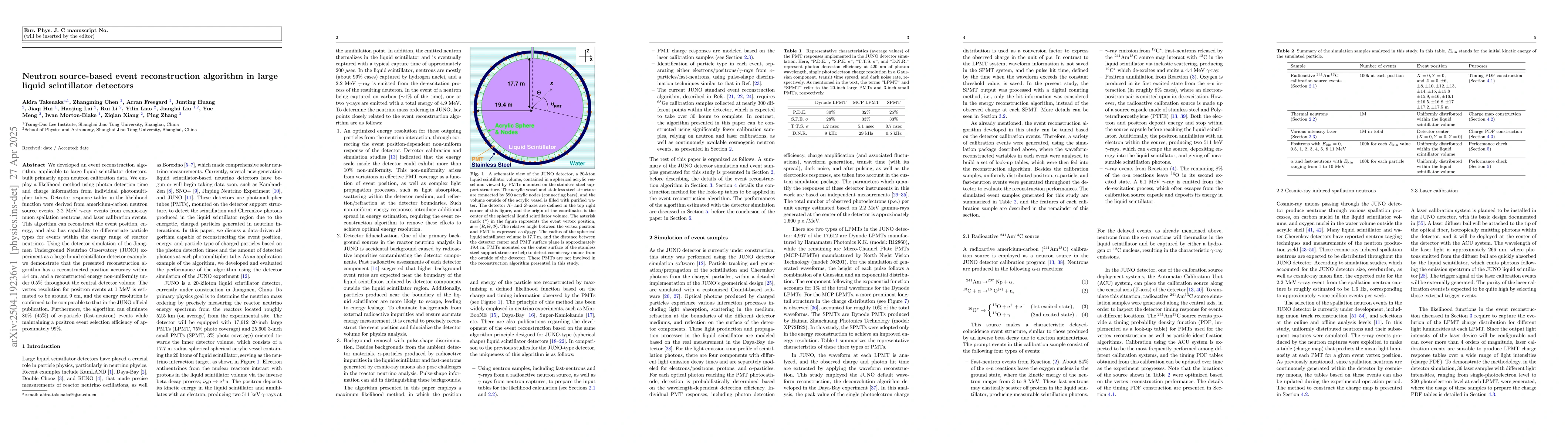 Thumbnail for Neutron source-based event reconstruction algorithm in large liquid
  scintillator detectors