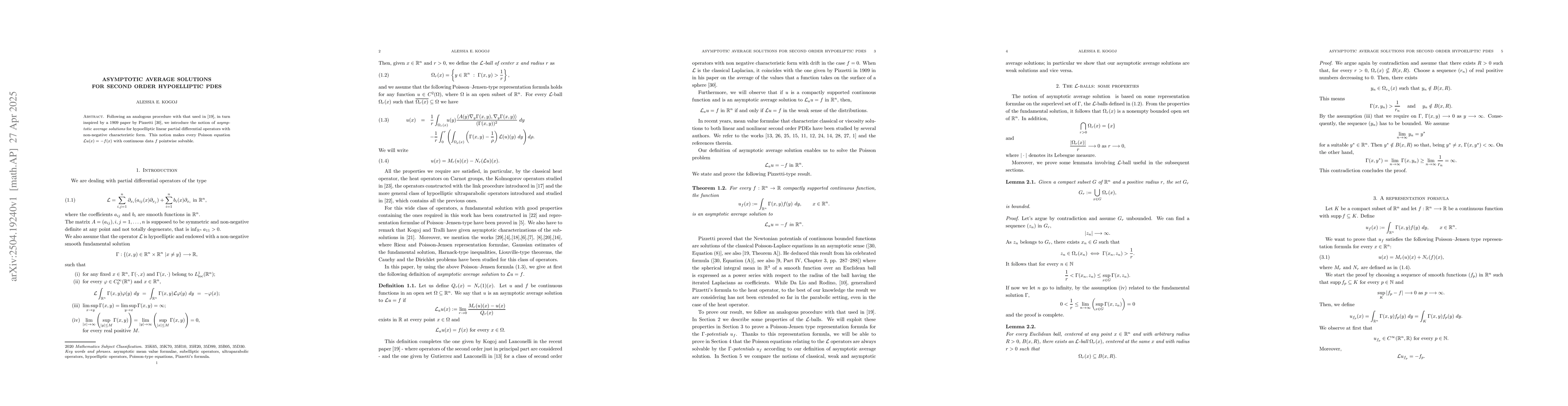 Thumbnail for Asymptotic average solutions for second order hypoelliptic PDEs