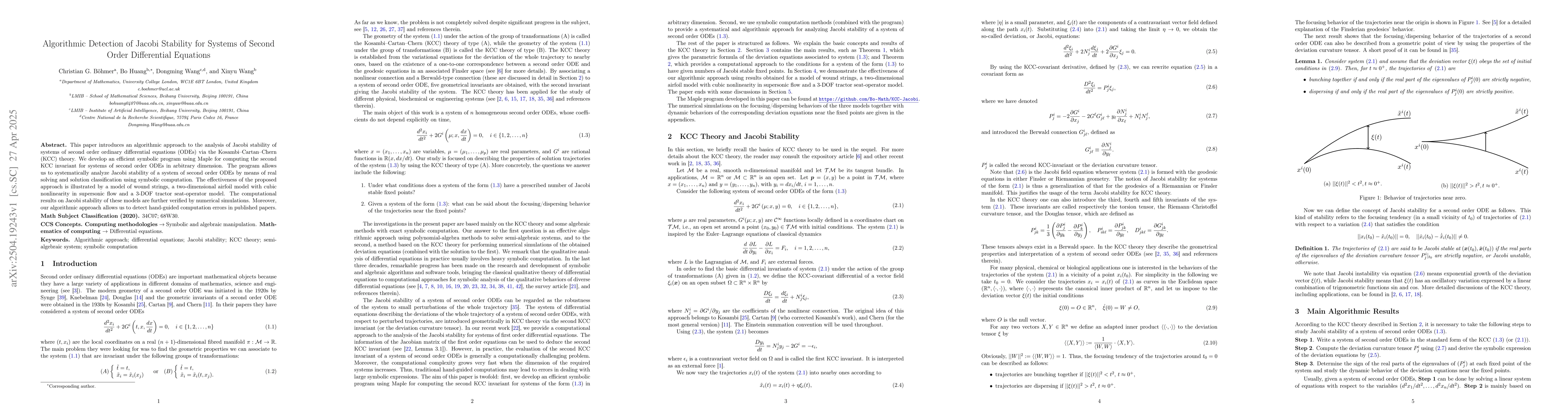 Thumbnail for Algorithmic Detection of Jacobi Stability for Systems of Second Order
  Differential Equations