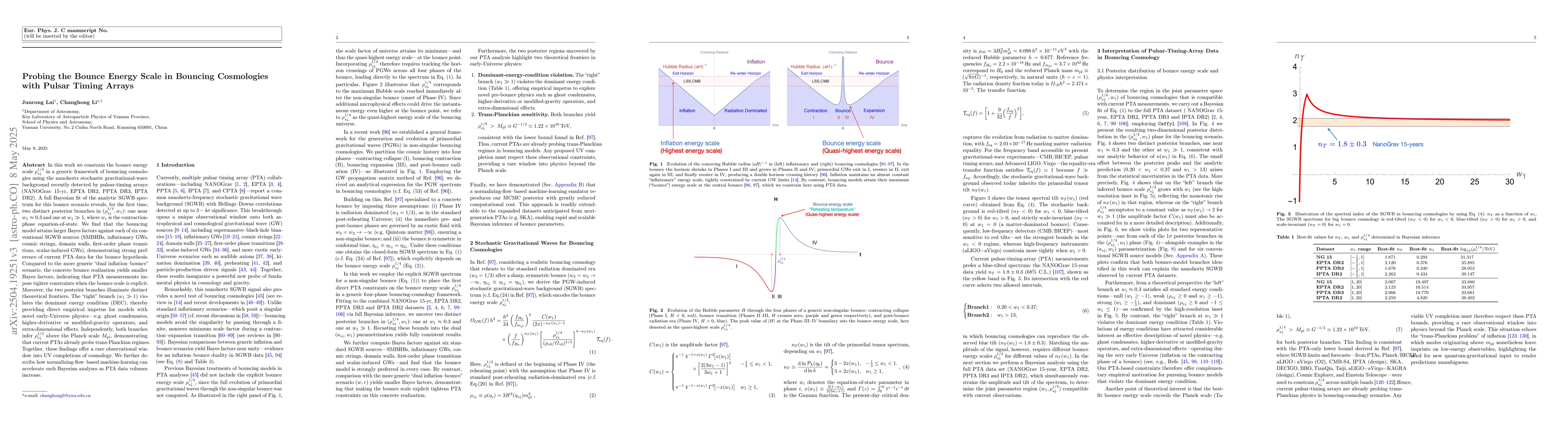 Thumbnail for Probing the Bounce Energy Scale in Bouncing Cosmologies with Pulsar
  Timing Arrays