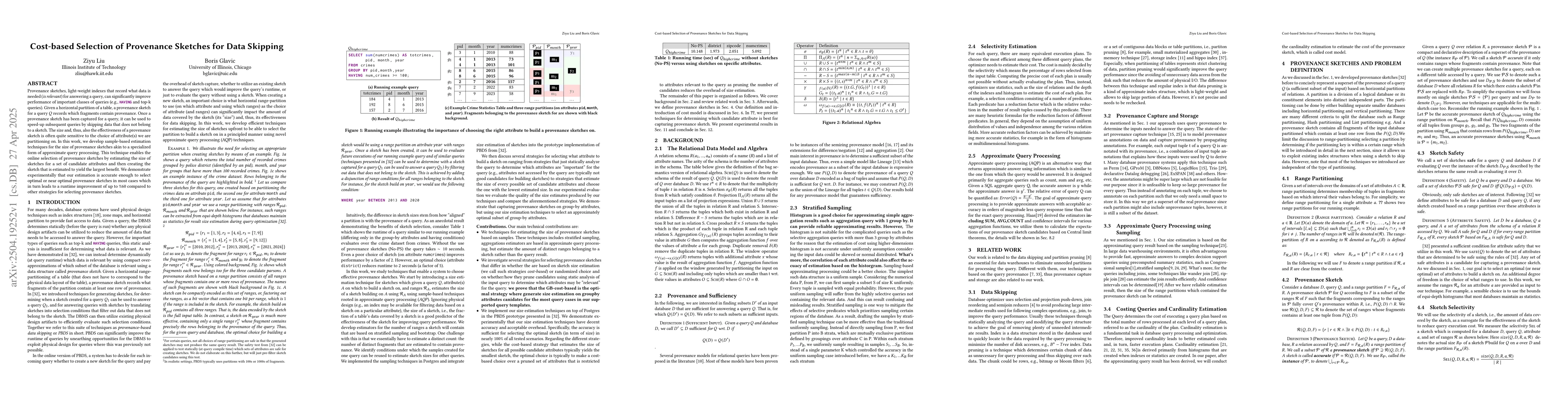 Thumbnail for Cost-based Selection of Provenance Sketches for Data Skipping