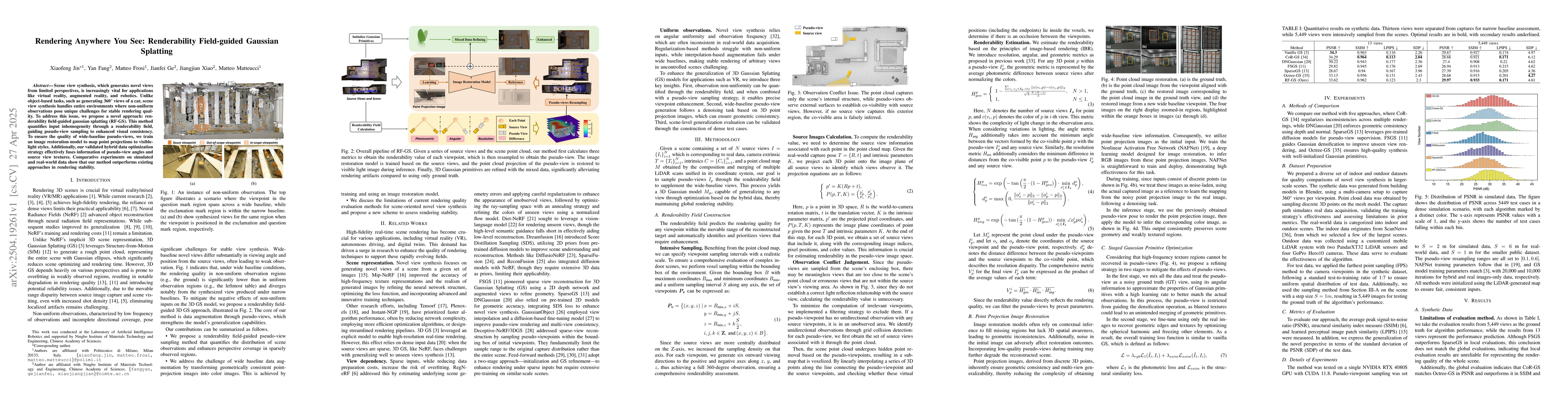 Thumbnail for Rendering Anywhere You See: Renderability Field-guided Gaussian
  Splatting