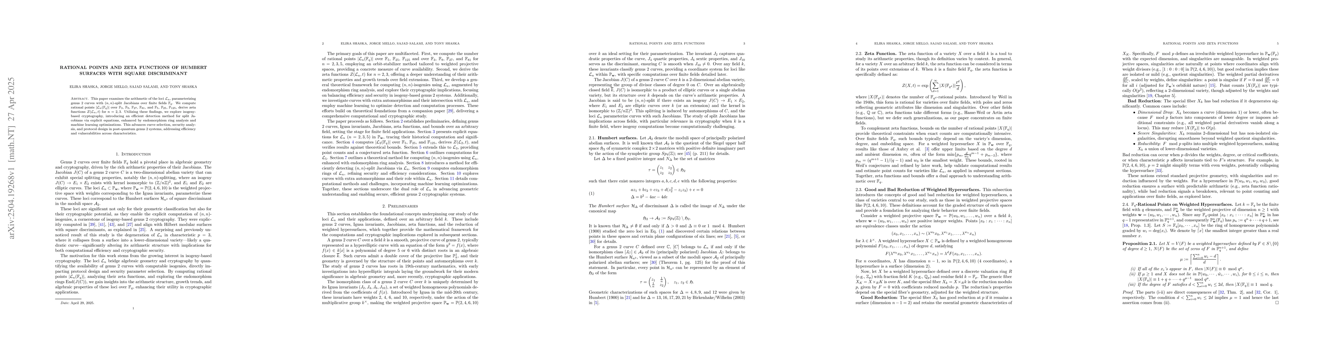 Thumbnail for Rational Points and Zeta Functions of Humbert Surfaces with Square
  Discriminant