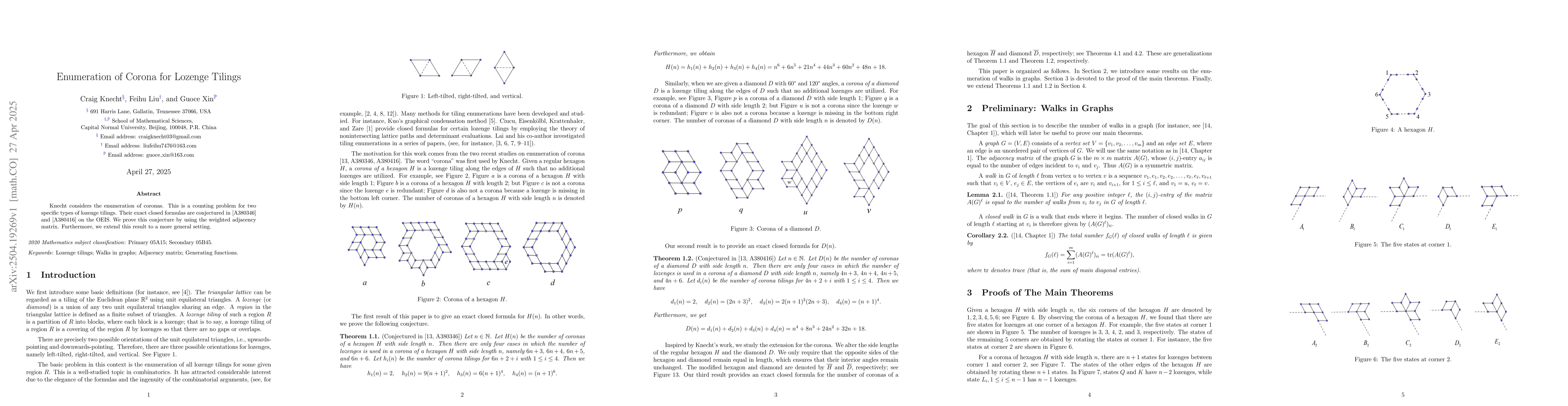 Thumbnail for Enumeration of Corona for Lozenge Tilings