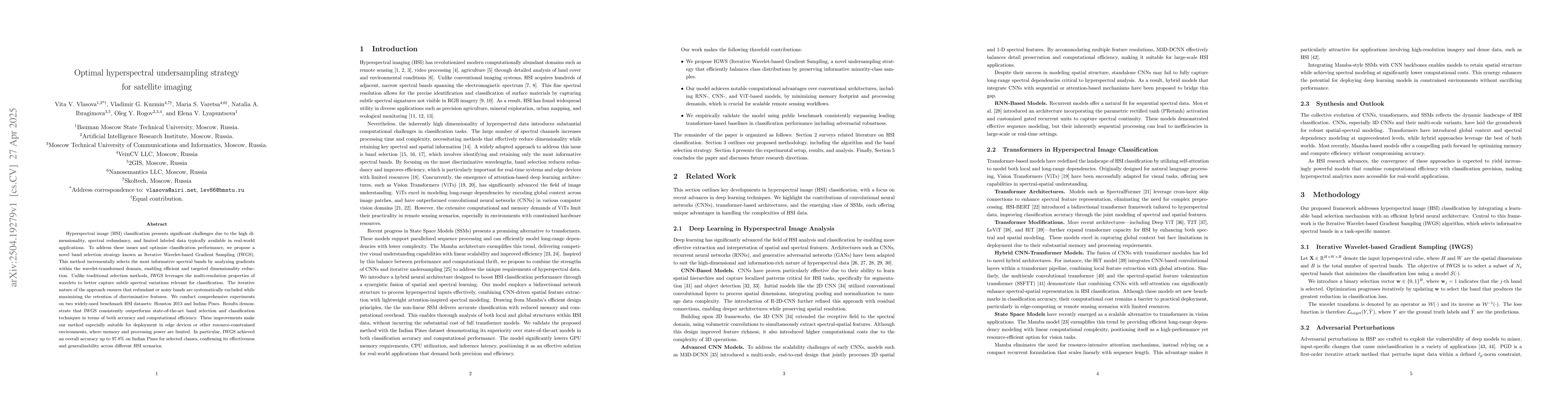 Thumbnail for Optimal Hyperspectral Undersampling Strategy for Satellite Imaging