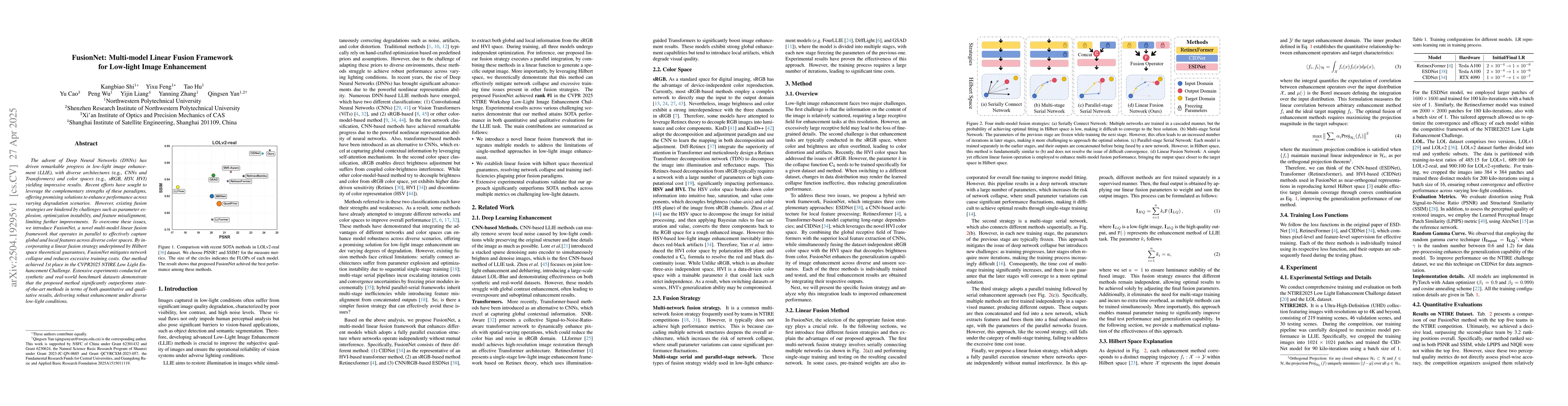 Thumbnail for FusionNet: Multi-model Linear Fusion Framework for Low-light Image
  Enhancement