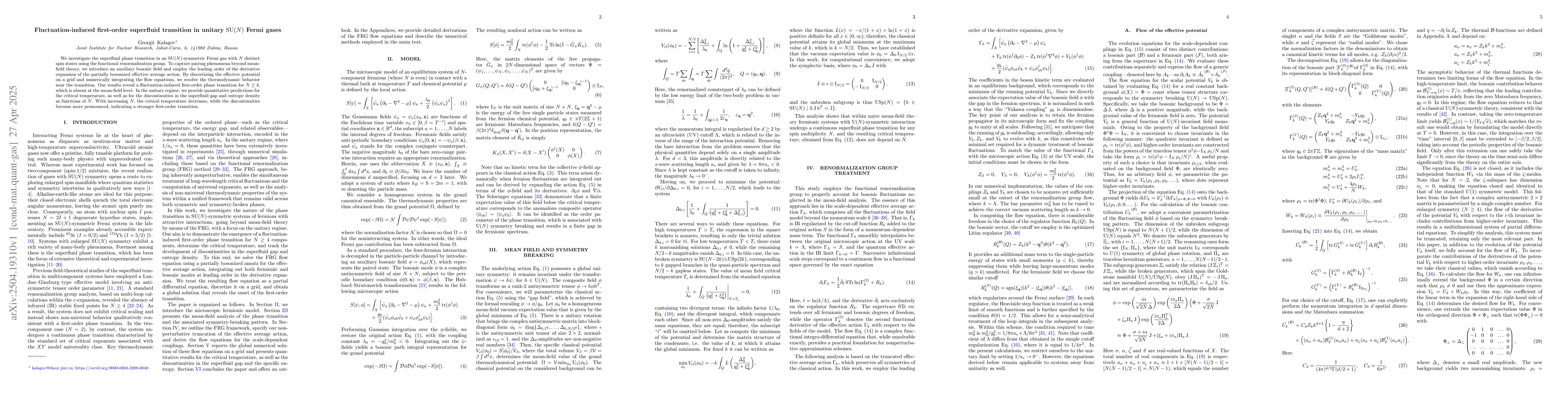 Thumbnail for Fluctuation-induced first-order superfluid transition in unitary
  $\mathrm{SU}(N)$ Fermi gases