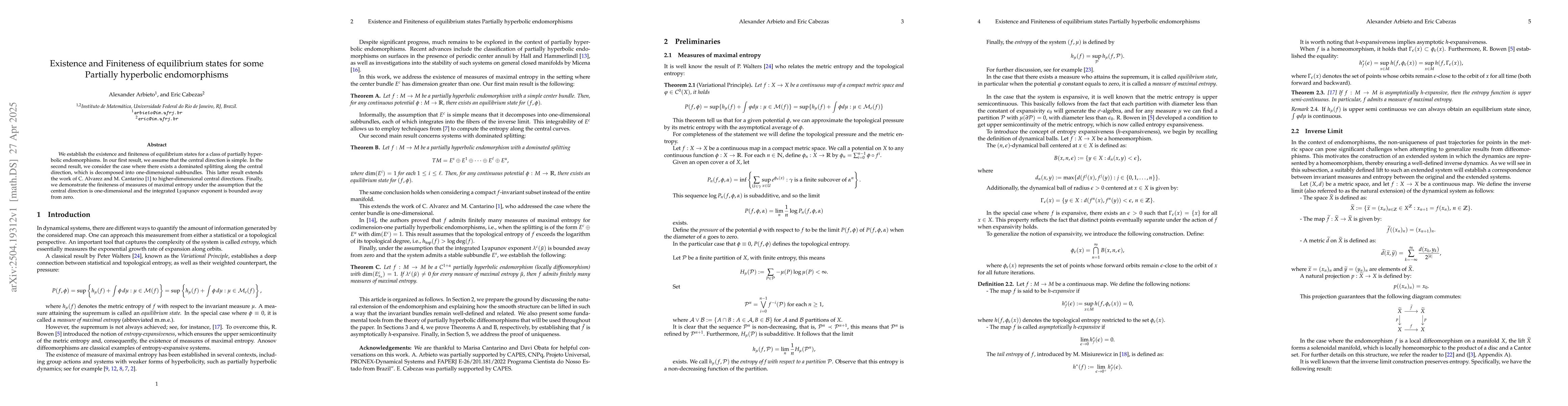 Thumbnail for Existence and Finiteness of equilibrium states for some Partially
  hyperbolic endomorphisms