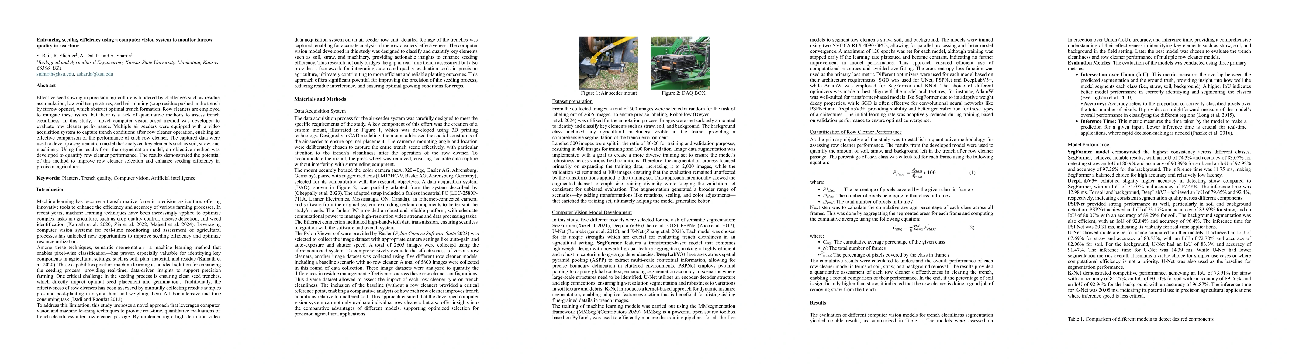 Thumbnail for Enhancing seeding efficiency using a computer vision system to monitor
  furrow quality in real-time