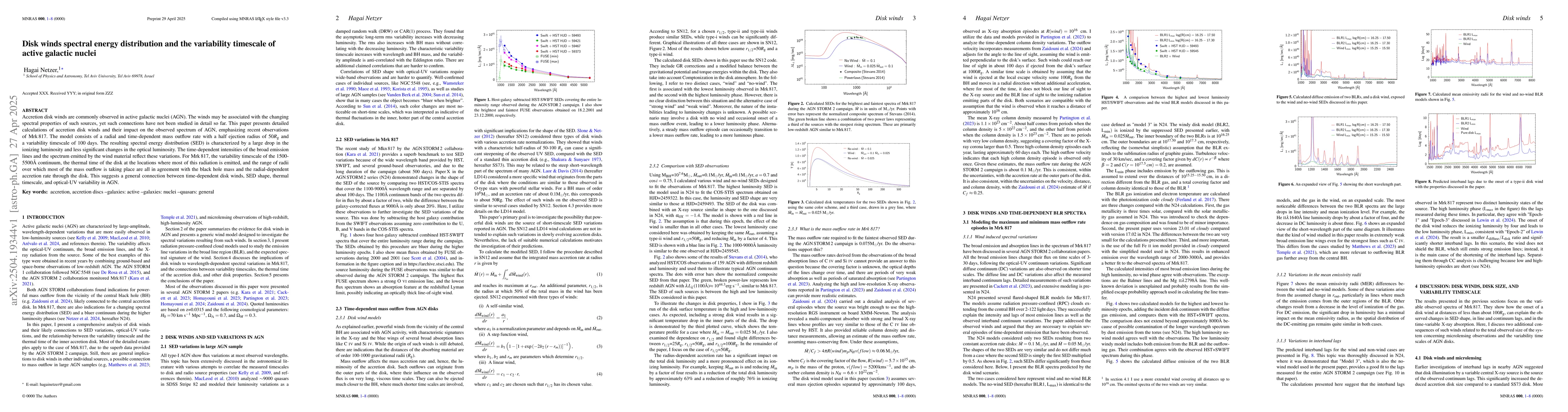 Thumbnail for Disk winds spectral energy distribution and the variability timescale of
  active galactic nuclei