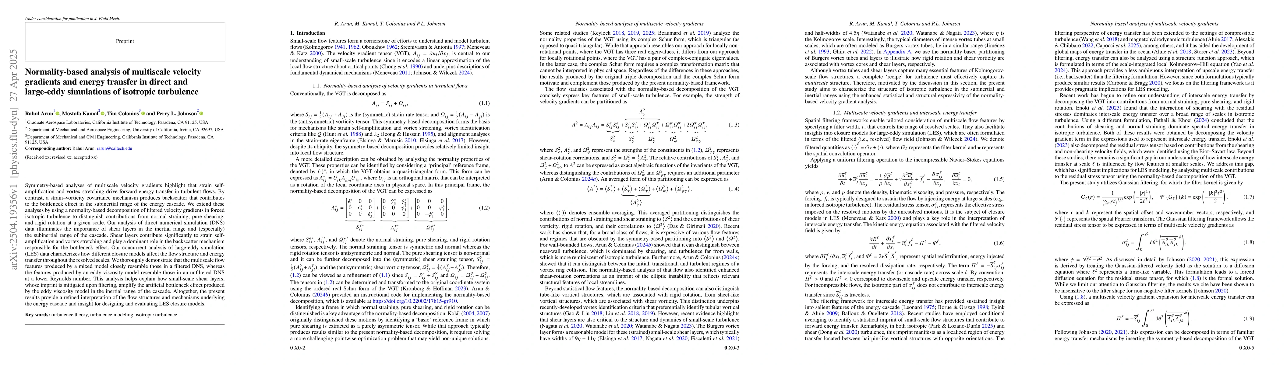 Thumbnail for Normality-based analysis of multiscale velocity gradients and energy
  transfer in direct and large-eddy simulations of isotropic turbulence