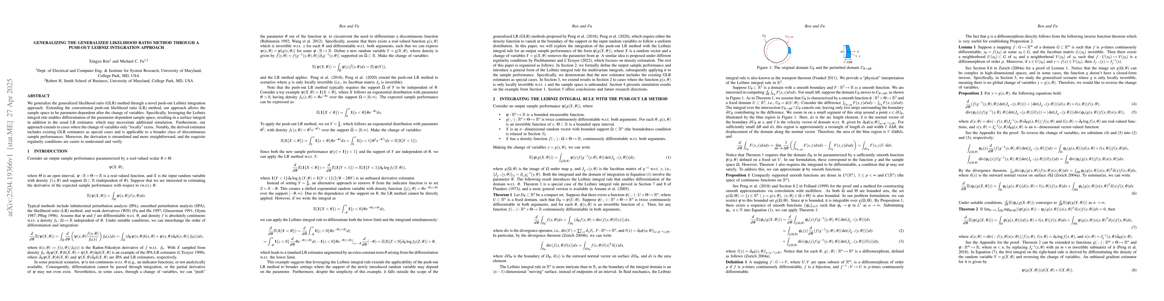Thumbnail for Generalizing the Generalized Likelihood Ratio Method Through a Push-Out
  Leibniz Integration Approach