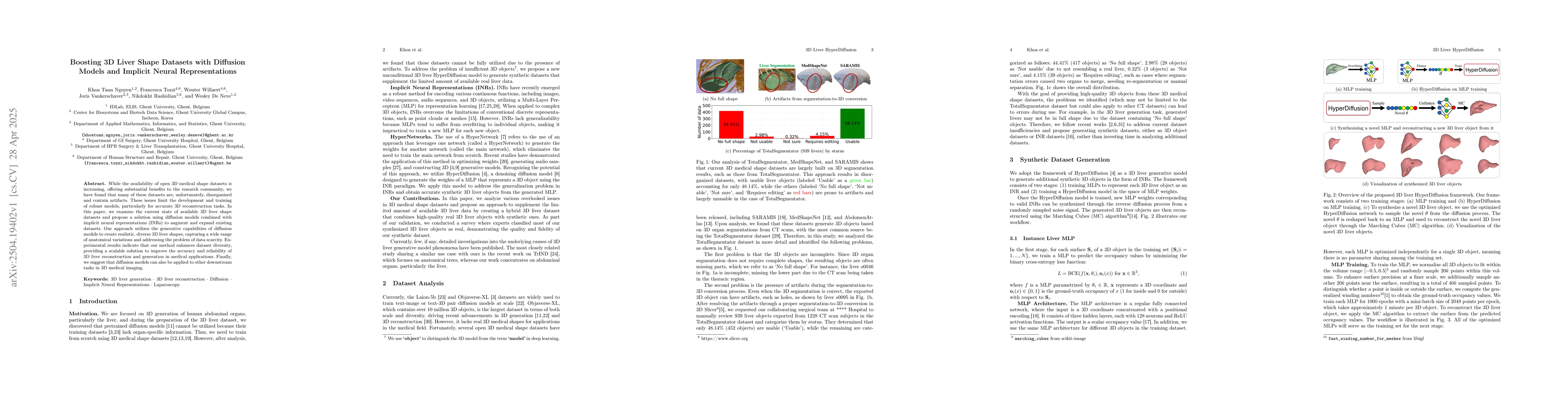 Thumbnail for Boosting 3D Liver Shape Datasets with Diffusion Models and Implicit
  Neural Representations