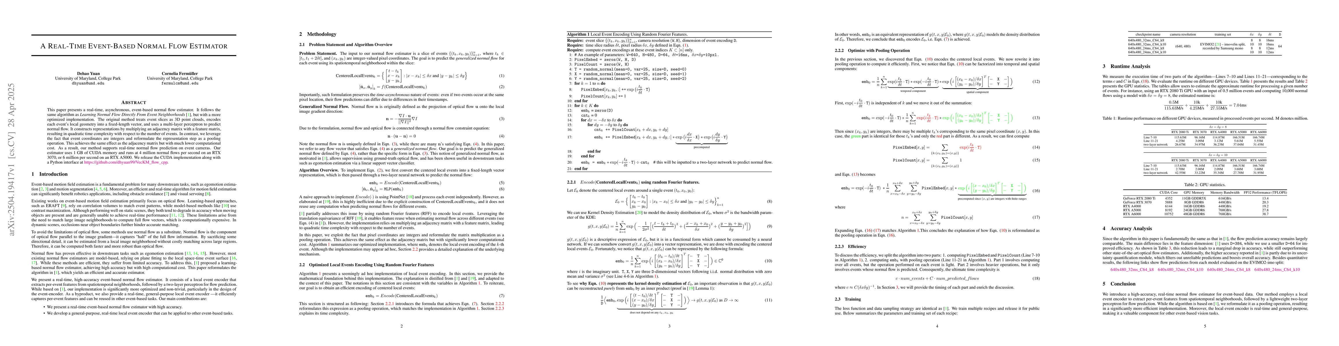 Thumbnail for A Real-Time Event-Based Normal Flow Estimator