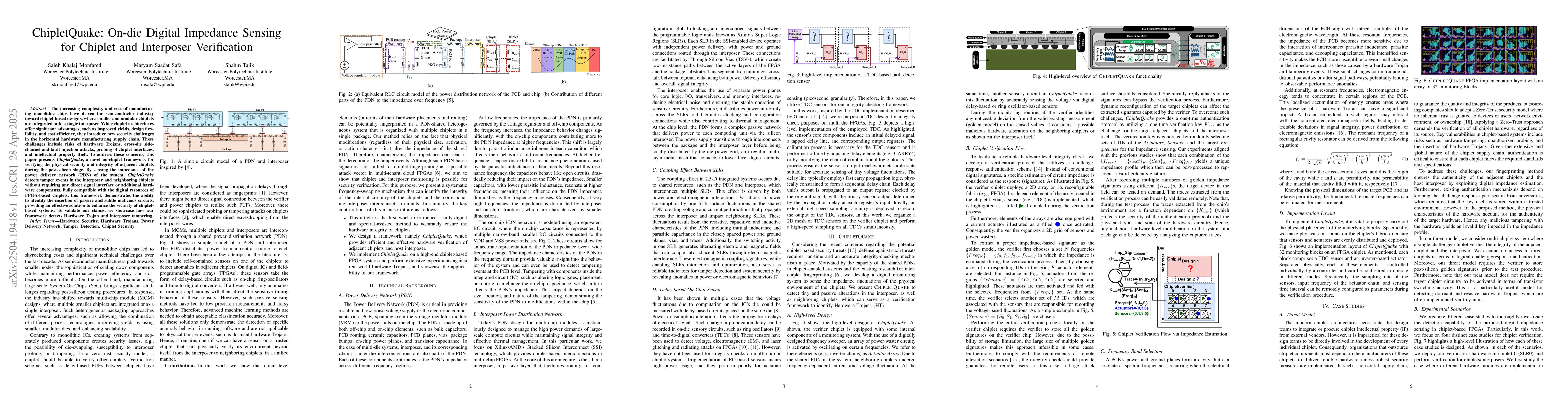 Thumbnail for ChipletQuake: On-die Digital Impedance Sensing for Chiplet and
  Interposer Verification
