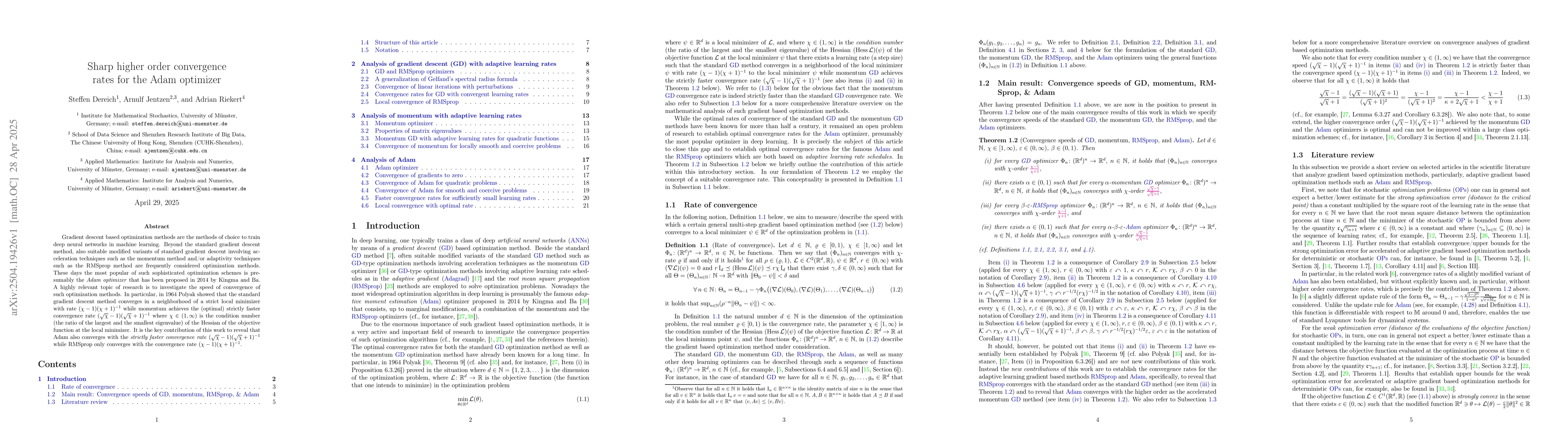 Thumbnail for Sharp higher order convergence rates for the Adam optimizer