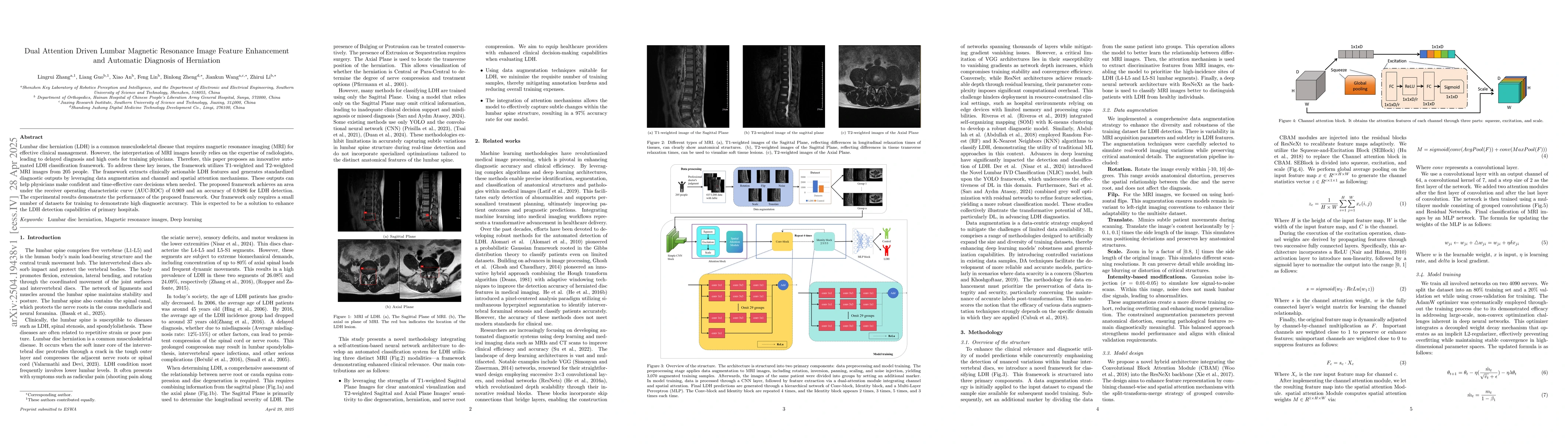 Thumbnail for Dual Attention Driven Lumbar Magnetic Resonance Image Feature
  Enhancement and Automatic Diagnosis of Herniation