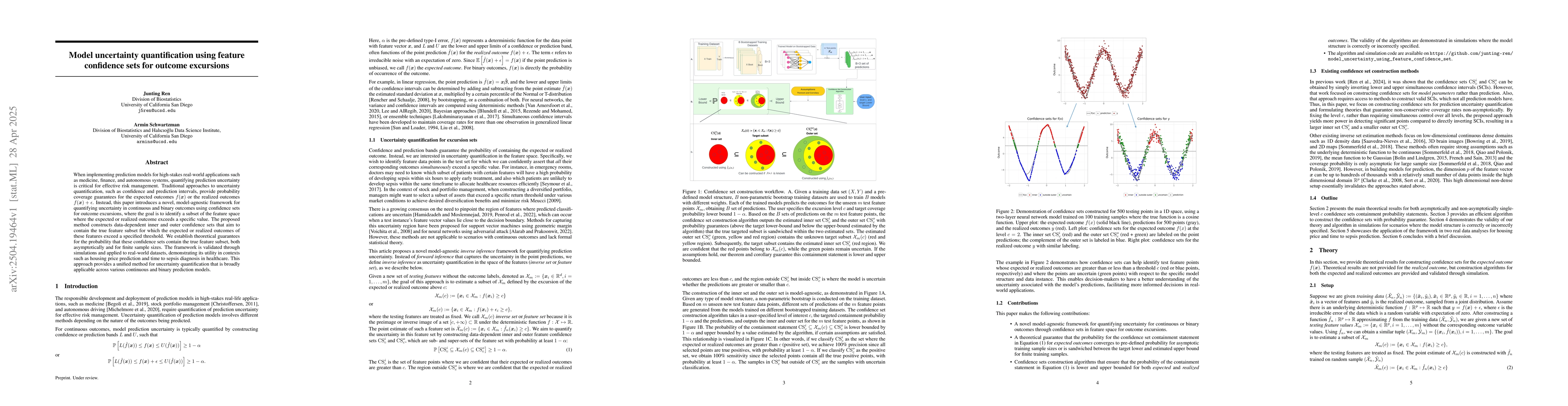 Thumbnail for Model uncertainty quantification using feature confidence sets for
  outcome excursions