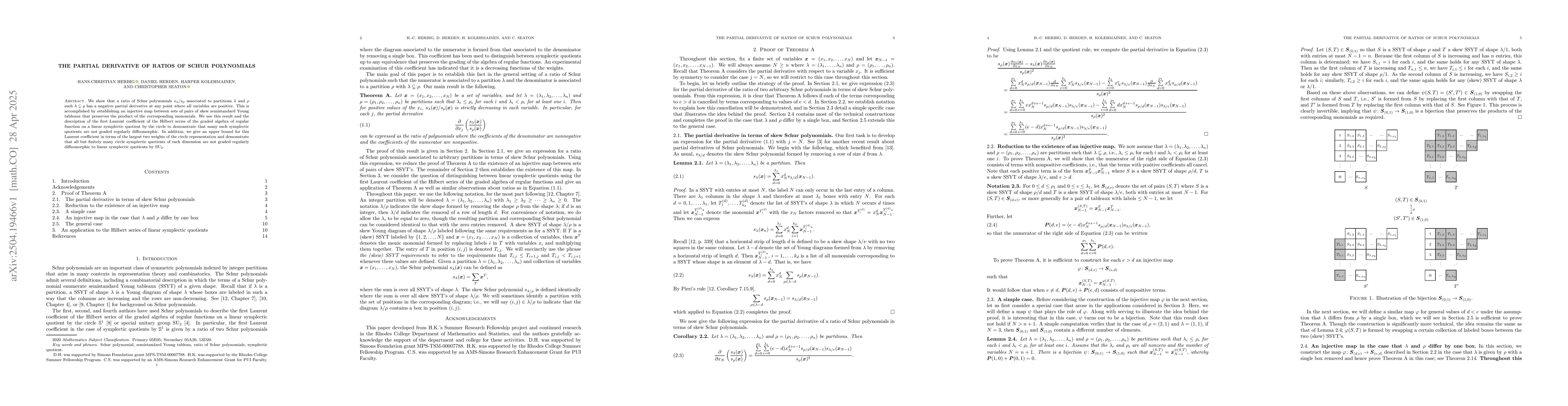 Thumbnail for The partial derivative of ratios of Schur polynomials