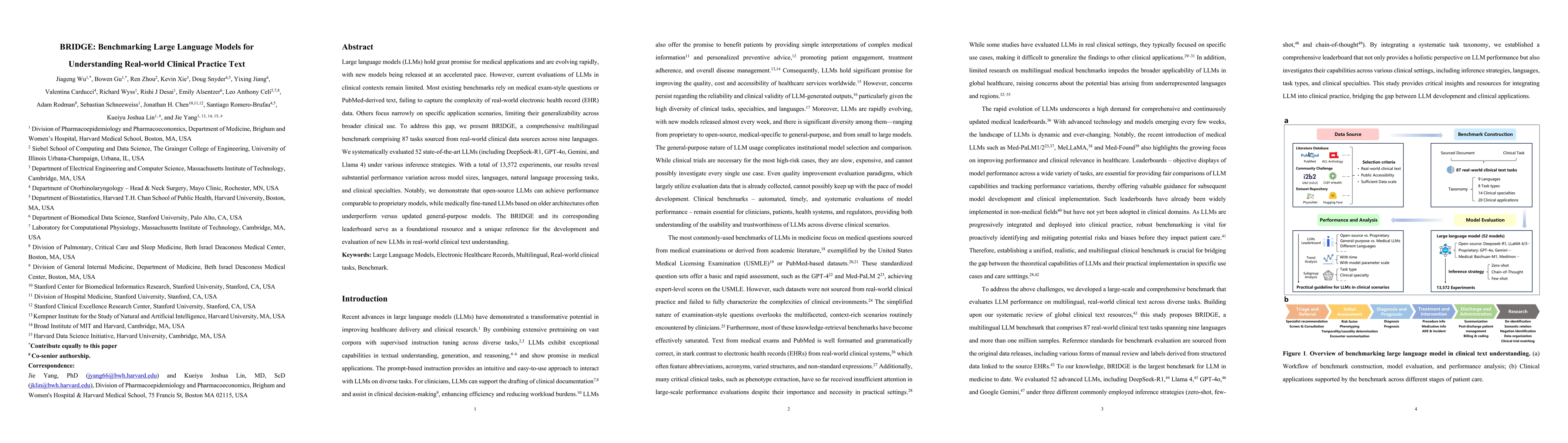 Thumbnail for BRIDGE: Benchmarking Large Language Models for Understanding Real-world
  Clinical Practice Text