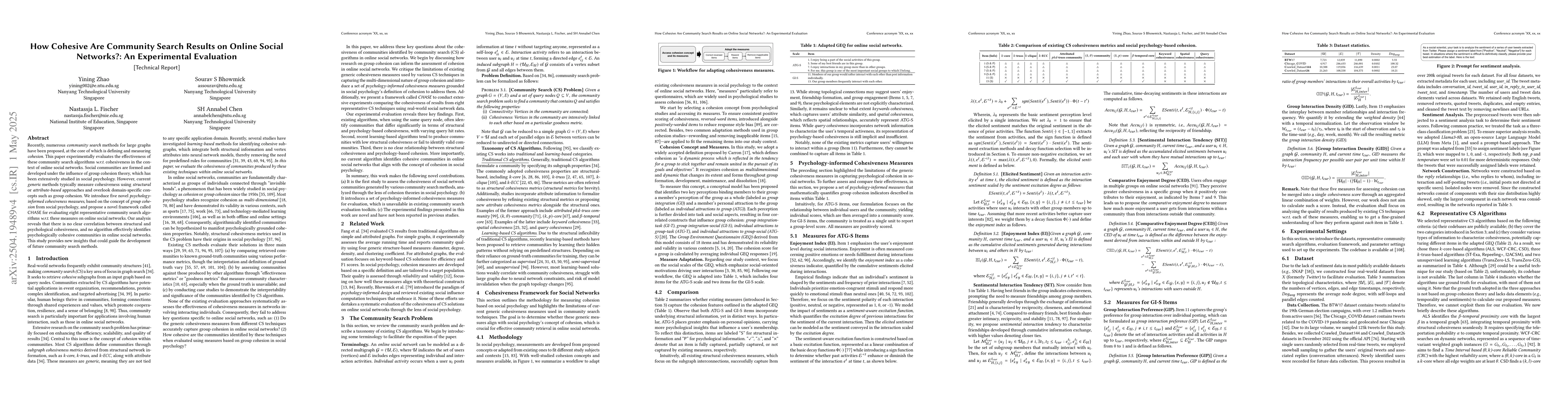 Thumbnail for How Cohesive Are Community Search Results on Online Social Networks?: An
  Experimental Evaluation