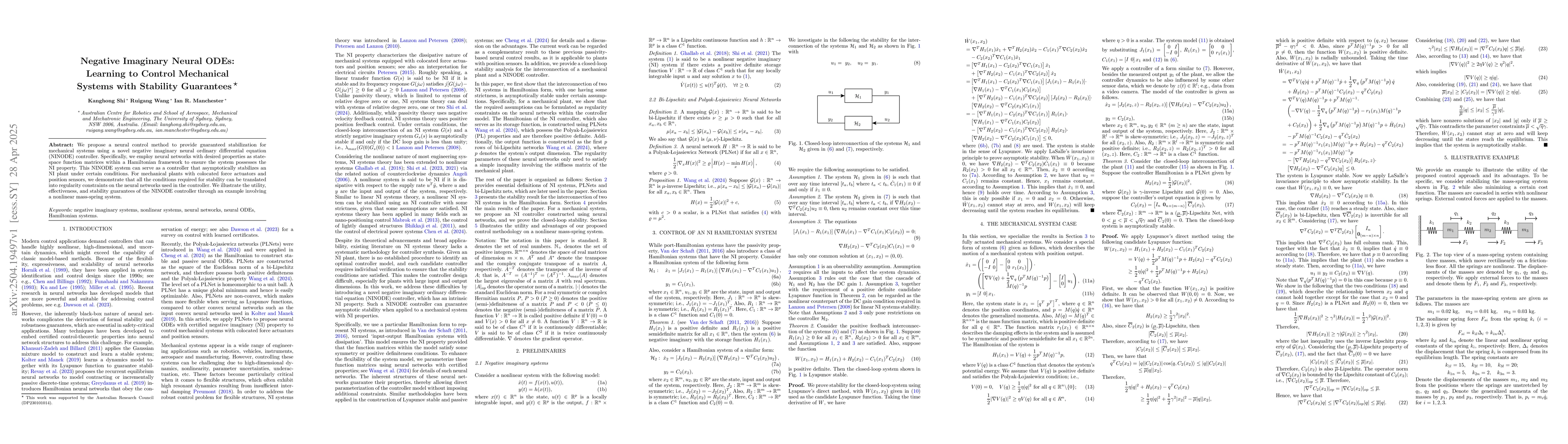Thumbnail for Negative Imaginary Neural ODEs: Learning to Control Mechanical Systems
  with Stability Guarantees