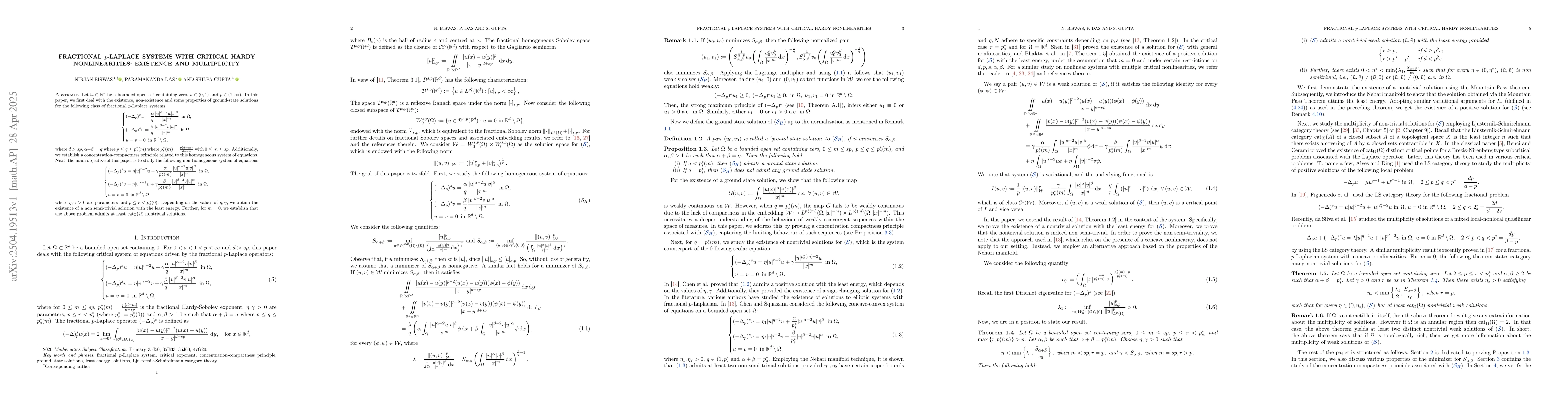 Thumbnail for Fractional $p$-Laplace systems with critical Hardy nonlinearities:
  Existence and Multiplicity
