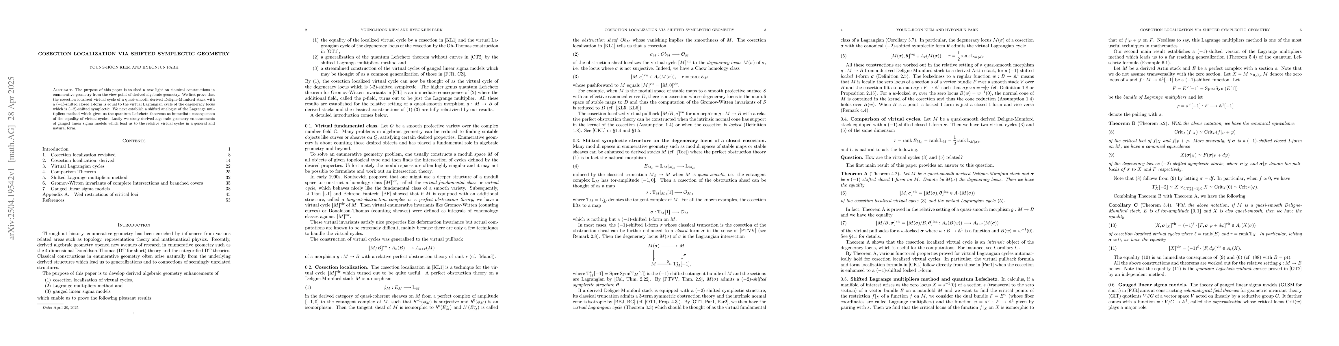 Thumbnail for Cosection localization via shifted symplectic geometry