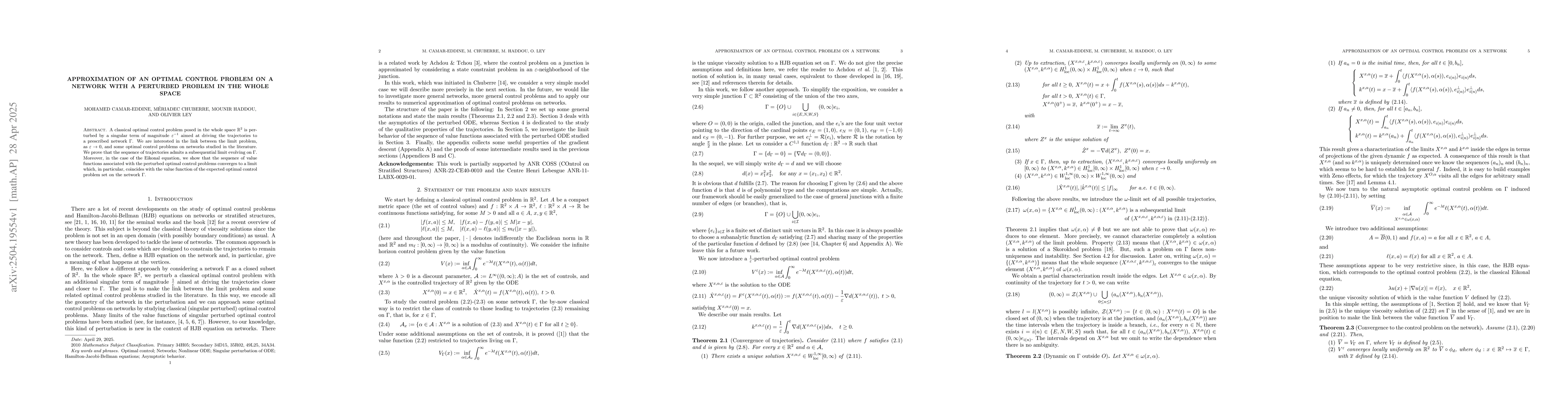 Thumbnail for Approximation of an optimal control problem on a network with a
  perturbed problem in the whole space