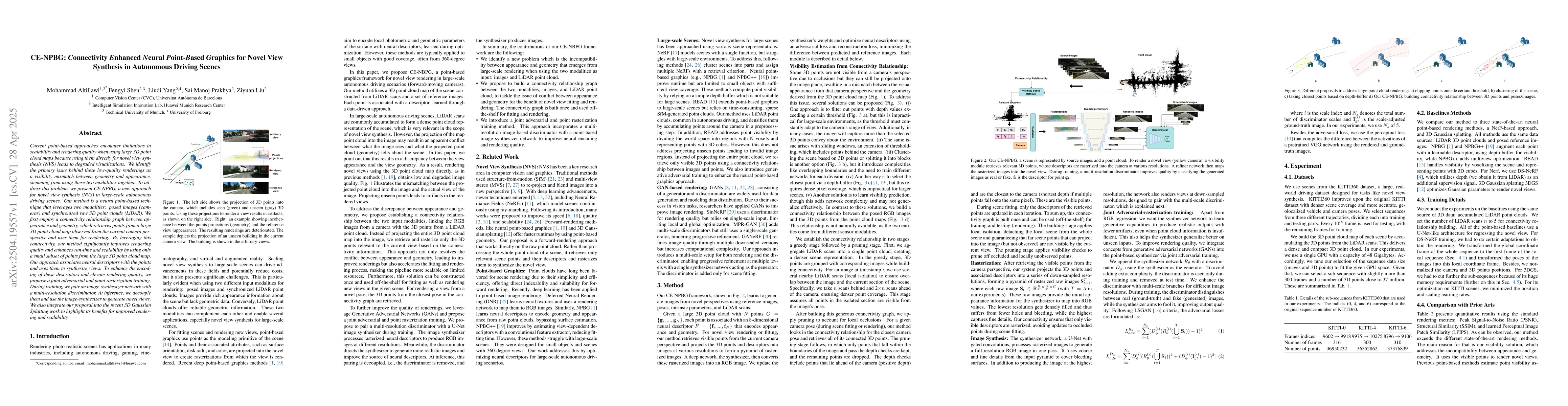 Thumbnail for CE-NPBG: Connectivity Enhanced Neural Point-Based Graphics for Novel
  View Synthesis in Autonomous Driving Scenes