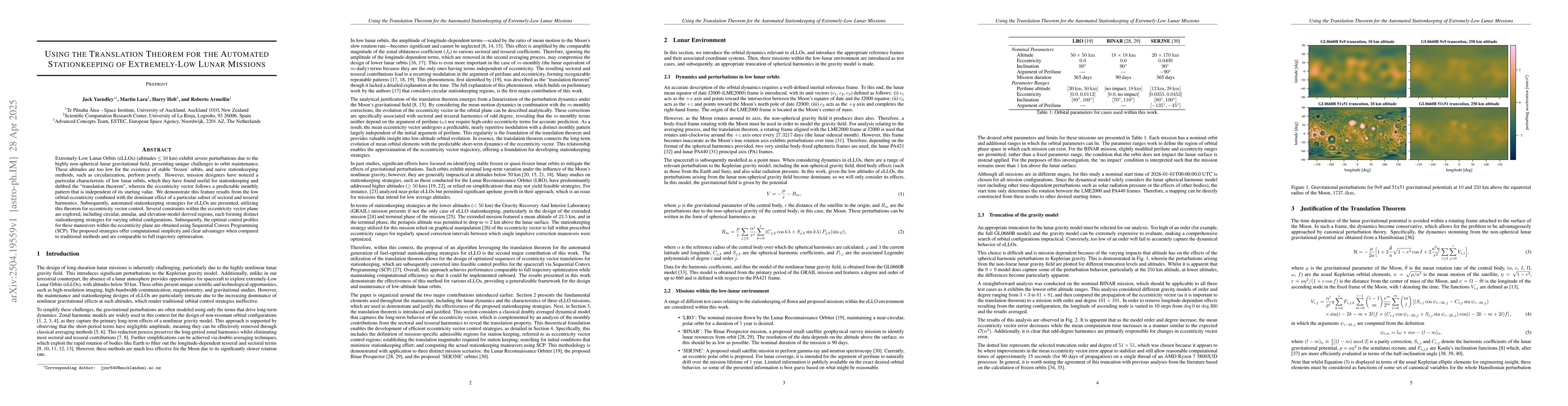 Thumbnail for Using the Translation Theorem for the Automated Stationkeeping of
  Extremely-Low Lunar Missions