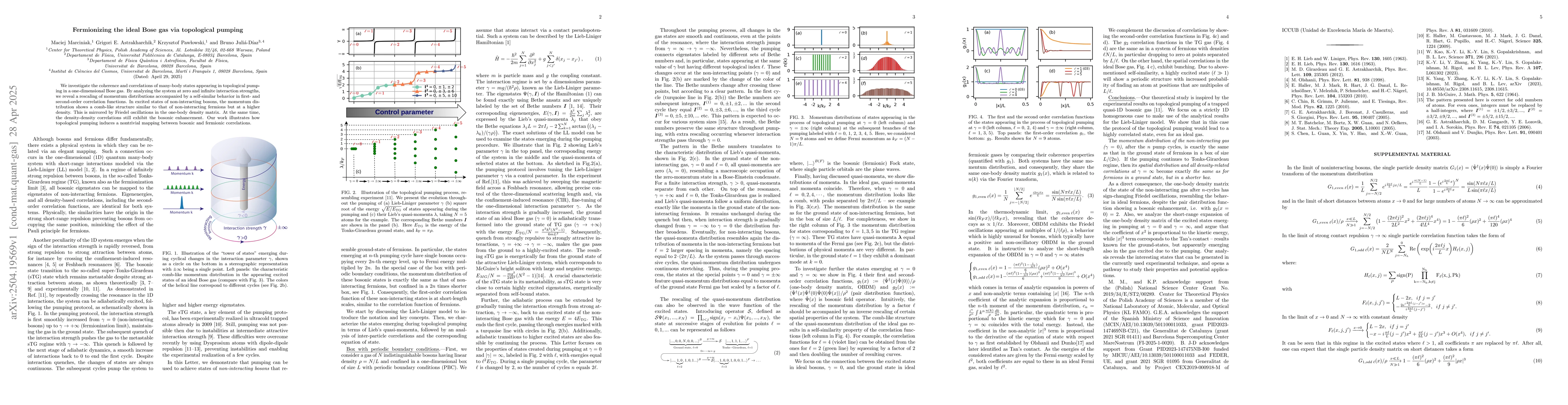 Thumbnail for Fermionizing the ideal Bose gas via topological pumping