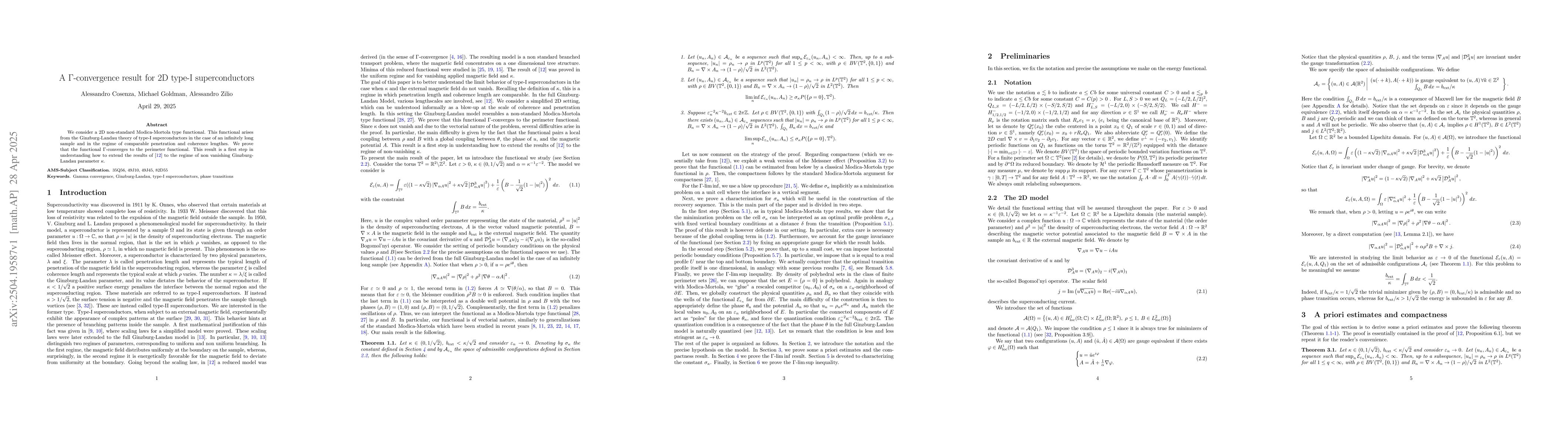 Thumbnail for A $Γ$-convergence result for 2D type-I superconductors